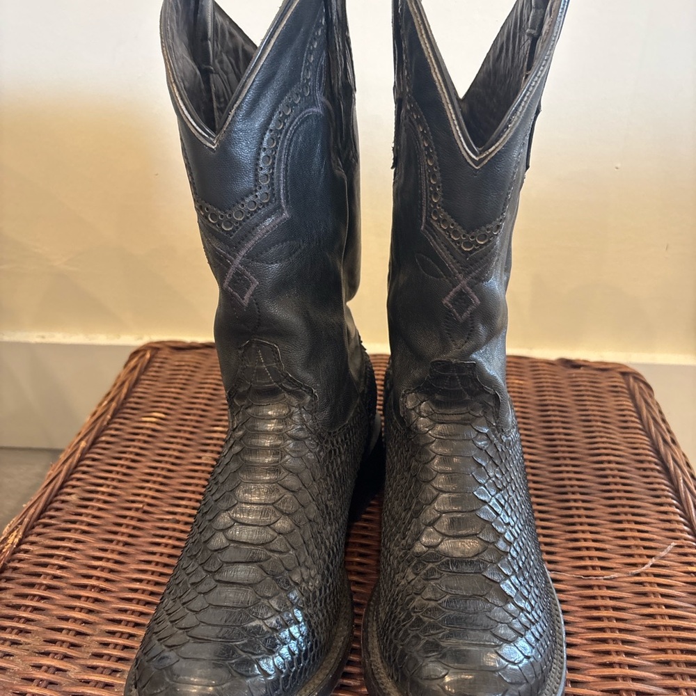 Los Texanos Vintage Python Black Cowboy Boots